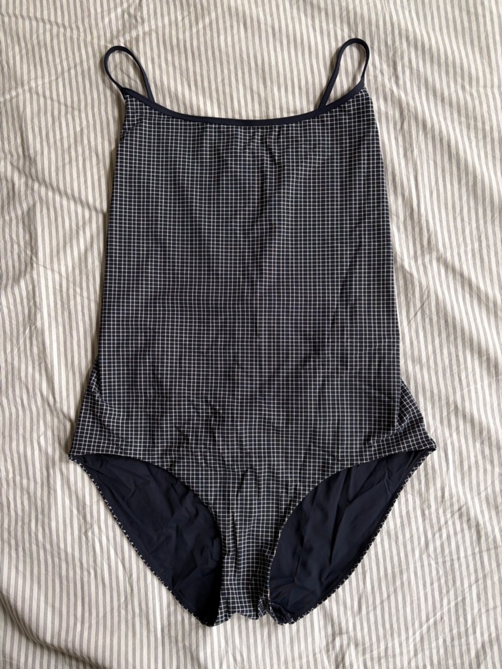 COS Navy Grid One-Piece Swimsuit